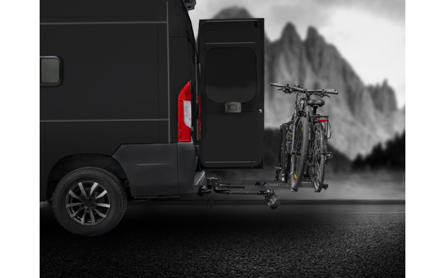 Produktbild Eufab SD260 Fl&uuml;gelt&uuml;r Kupplungs-Fahrradtr&auml;ger inkl. Erweiterungsschiene f&uuml;r 3 Fahrr&auml;der E-Bike geeignet schwarz 1
