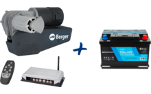 001095 - Berger Platinum Rangierhilfe vollautomatisch Anthrazit + LiFePO4 Lithium Batterie Eco 100 Ah 12 V im Set