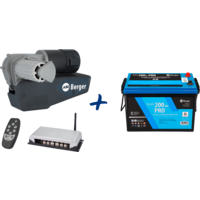 Berger Platinum Rangierhilfe vollautomatisch Anthrazit + LiFePO4 Lithium Batterie Pro 200 Ah 12 V mit Bluetooth & Heizung im Set