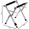 Deux châssis métalliques argentés avec barres supérieures rembourrées noires et pieds en caoutchouc noirs ; flèches de mesure 45,5 cm, 32 cm et 50 cm sur fond blanc