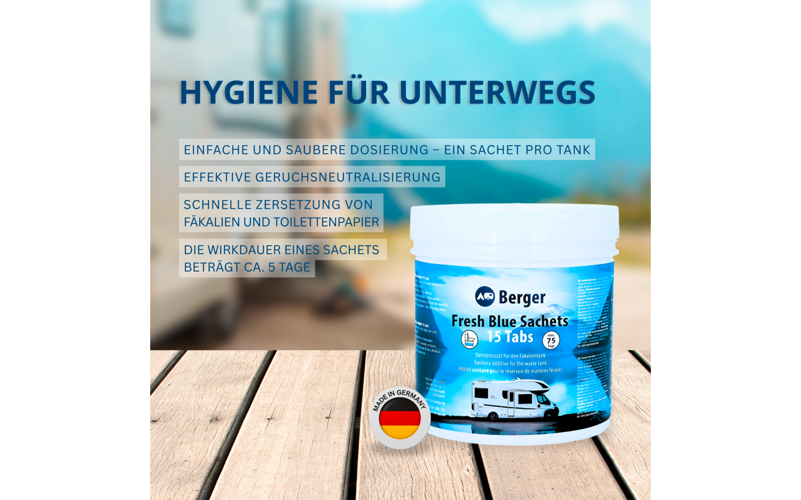 Produktbild Berger 2+1 Sanit&auml;r Set inkl. Fresh Blue Sachets + WC Soft Toilettenpapier 1