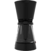 Cafetera de filtro negra con jarra de vidrio y base negra