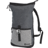 Rucksack in den Farben Grau und Schwarz mit einer kleinen weißen Logozeichnung vorne