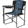 Faltbarer Campingstuhl mit eingebautem Tisch auf der linken Seite