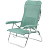 Türkisfarbener, klappbarer Liegestuhl mit Metallrahmen, Netzbespannung, Armlehnen und verstellbarer Rückenlehne