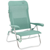 Klappbarer Liegestuhl mit mintgrünem Netzbezug, gepolsterten Armlehnen und weißem Metallgestell