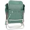 Gefalteter mintgrüner Klappstuhl mit silbernem Metallgestell, Stoffbespannung und Tragegurt