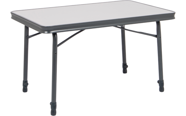 Grauer quadratischer Klapptisch mit schwarzen Metallbeinen