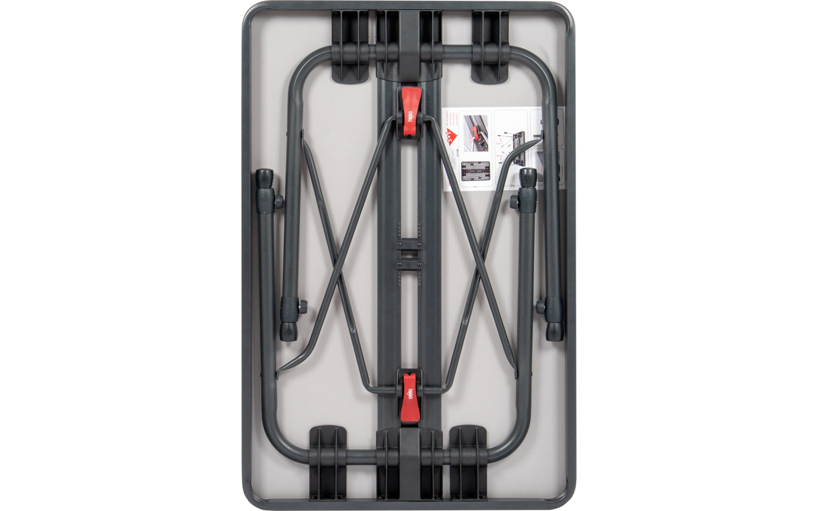 Schwarzes und graues Gestell mit roten Details vor weißem Hintergrund