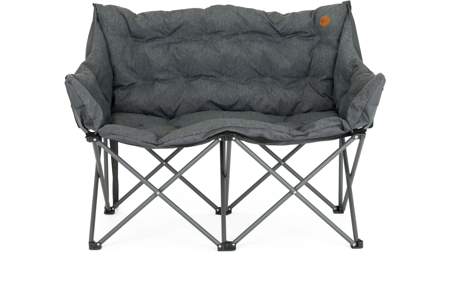 Dunkelgrauer, gepolsterter Klappstuhl mit Metallgestell