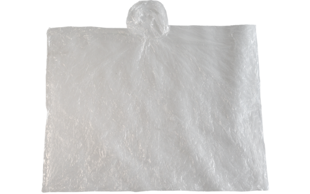 Rechteckige, durchscheinende Plastikfolie mit Blasenstruktur und einer aufgerollten runden Stelle oben in der Mitte