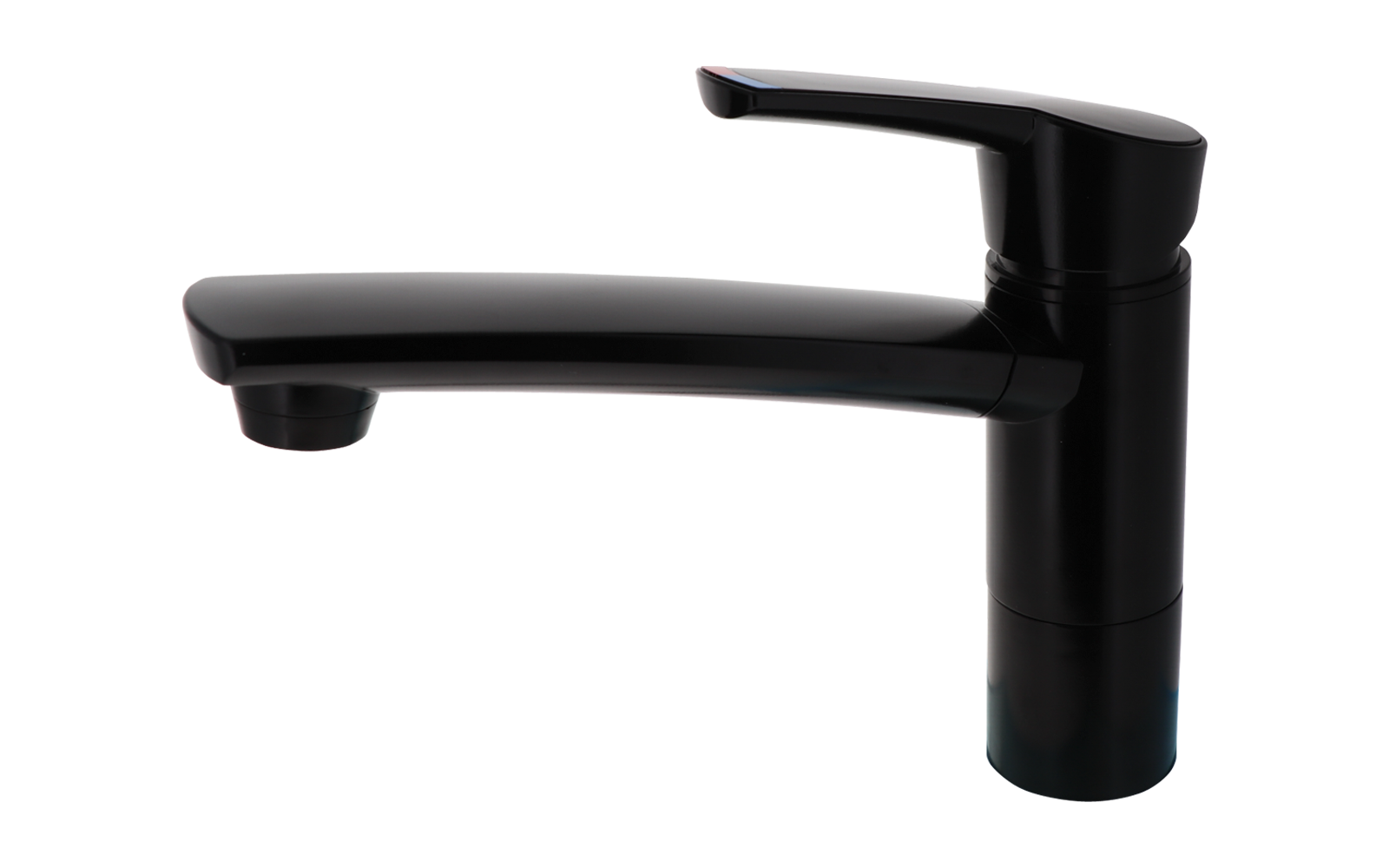 Rubinetto nero monocomando con becco orizzontale