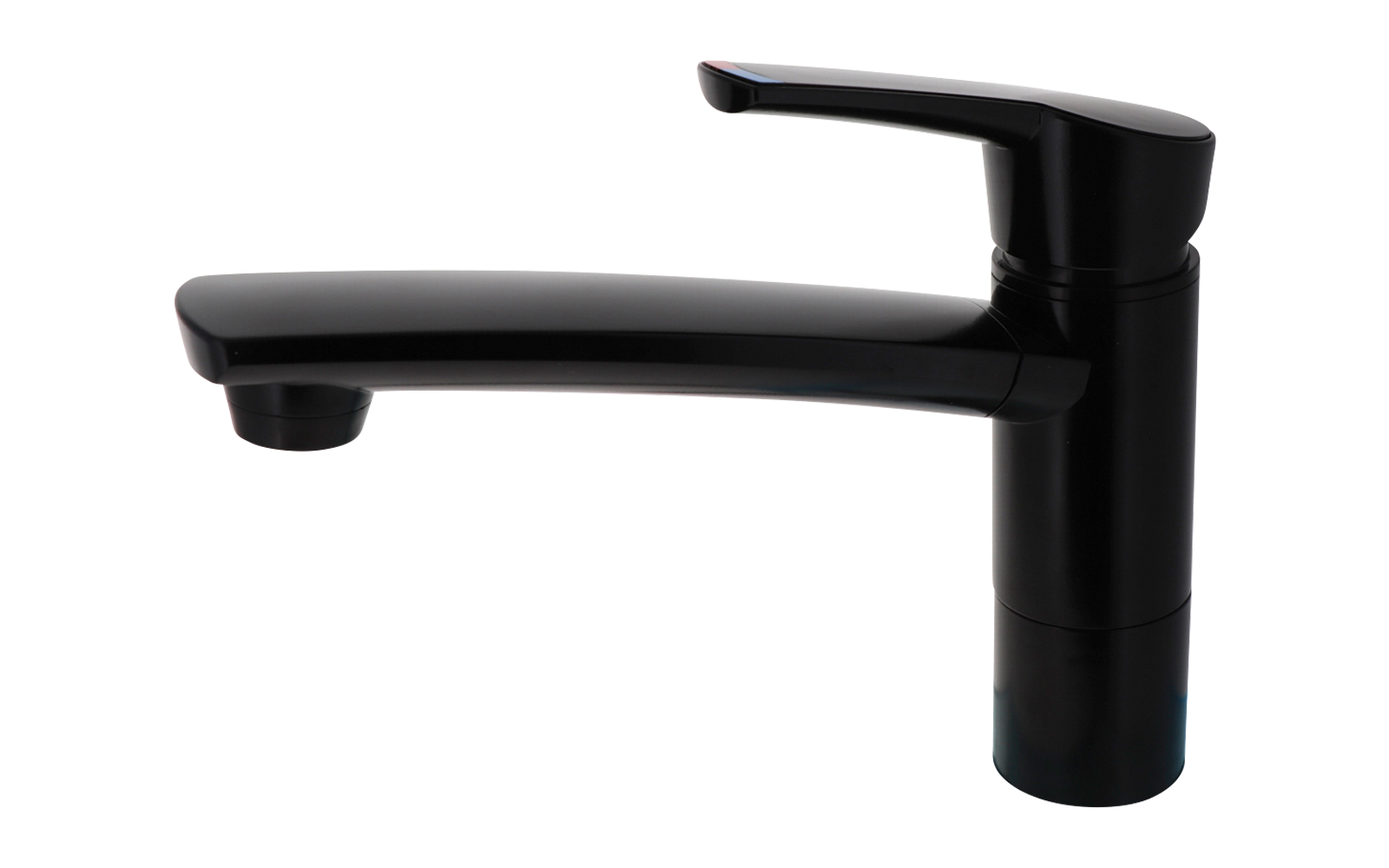Rubinetto nero monocomando con becco orizzontale