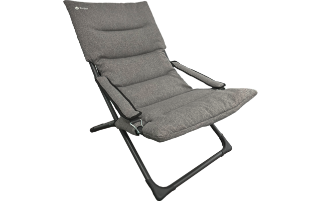 Grauer gepolsterter Klappstuhl mit Metallgestell