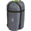 Sac cylindrique gris avec sangles noires, cordon de serrage vert et logo blanc "bo-camp"