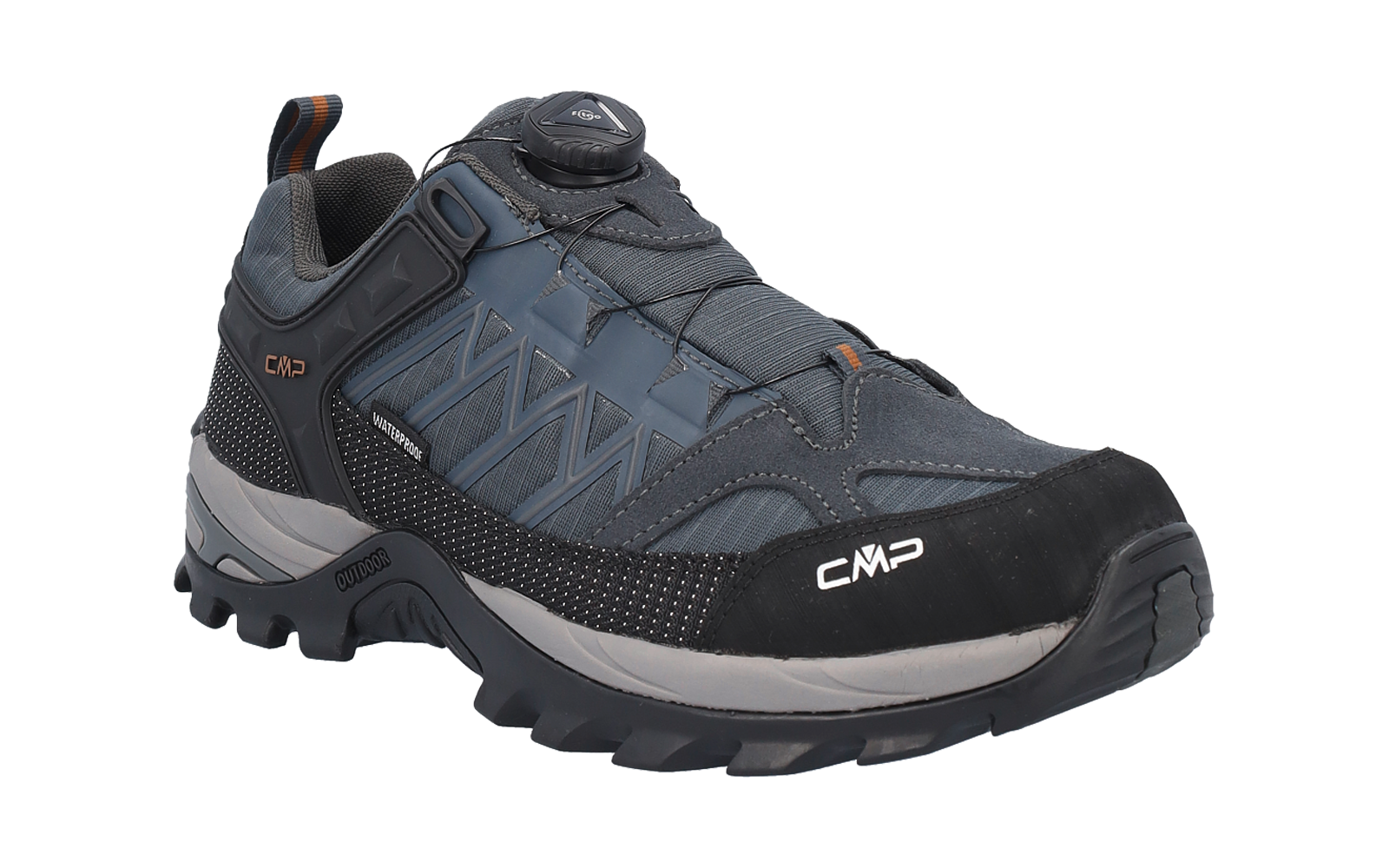 Grau-blauer Halbschuh mit Drehverschluss, Profilsohle und sichtbarem CMP-Logo