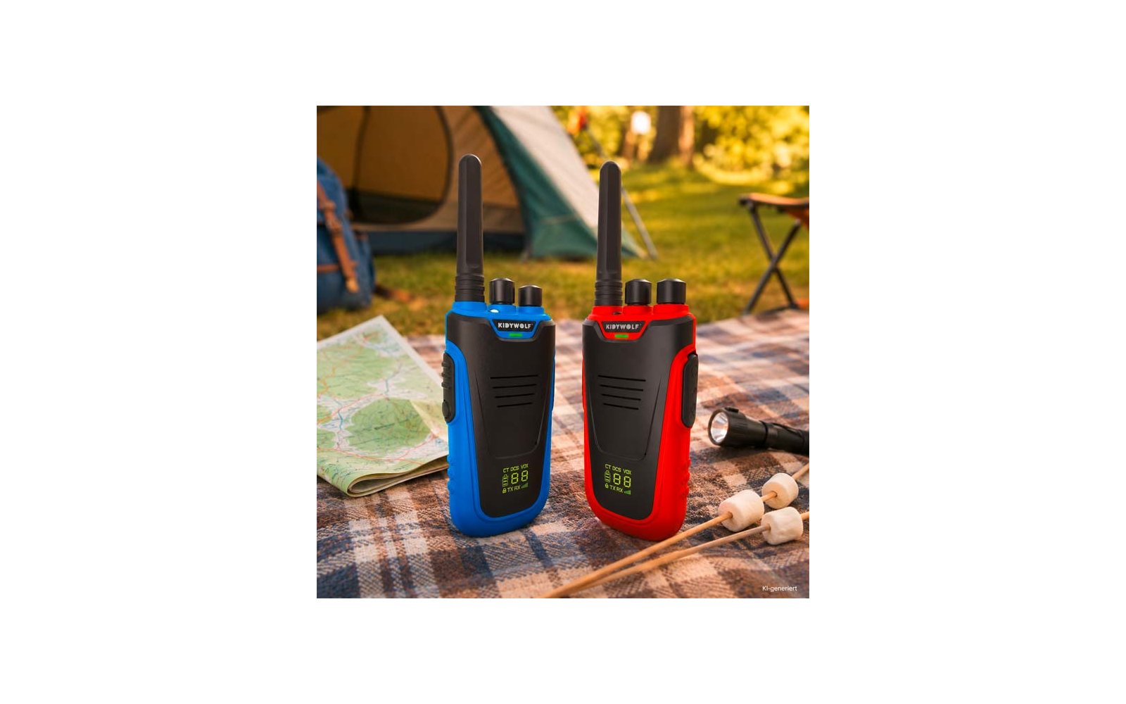 Product image Kidywolf Kidytalk Walkie-Talkies mit Taschenlampe 2 St&uuml;ck blau und rot 1