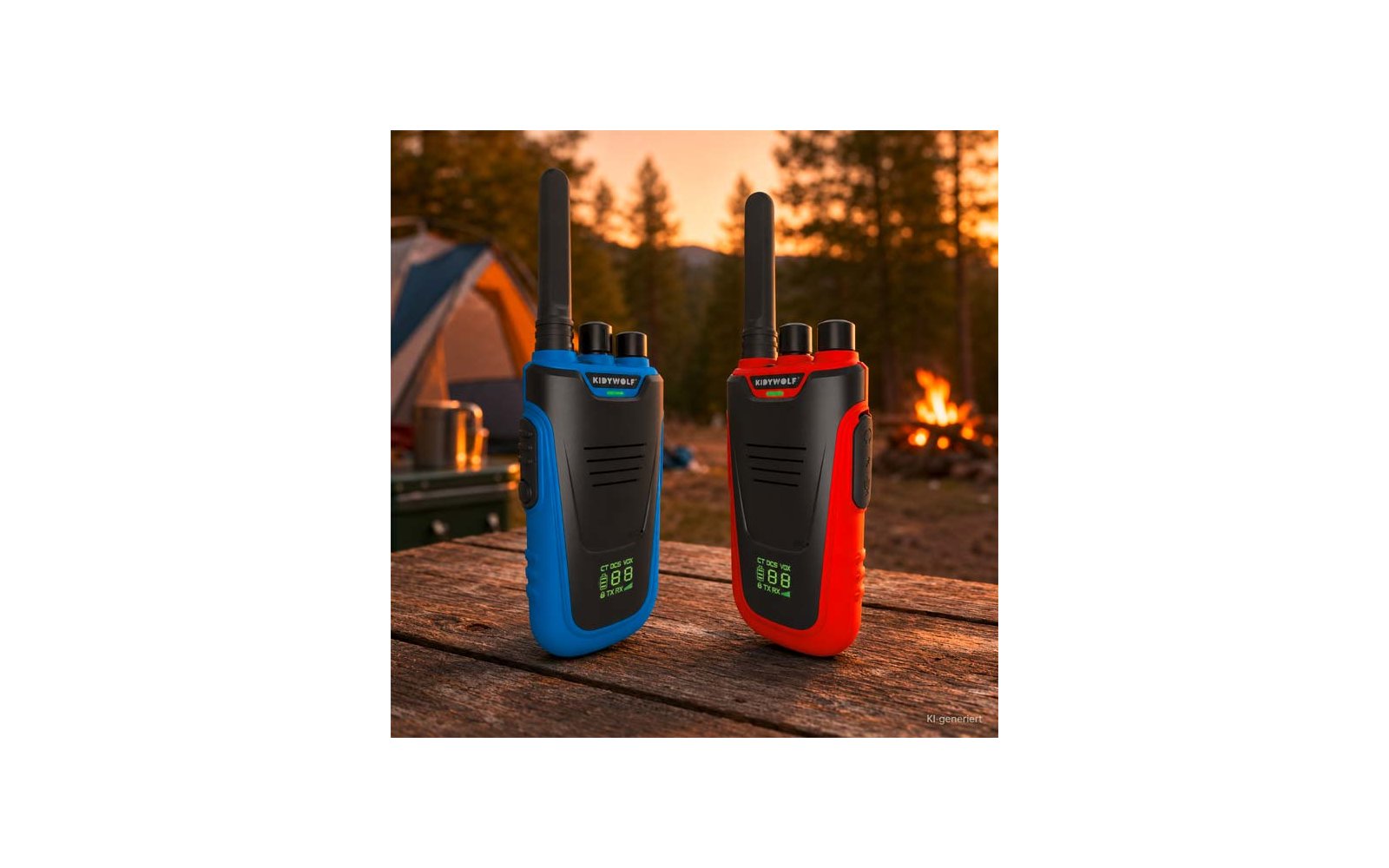 Product image Kidywolf Kidytalk Walkie-Talkies mit Taschenlampe 2 St&uuml;ck blau und rot 1