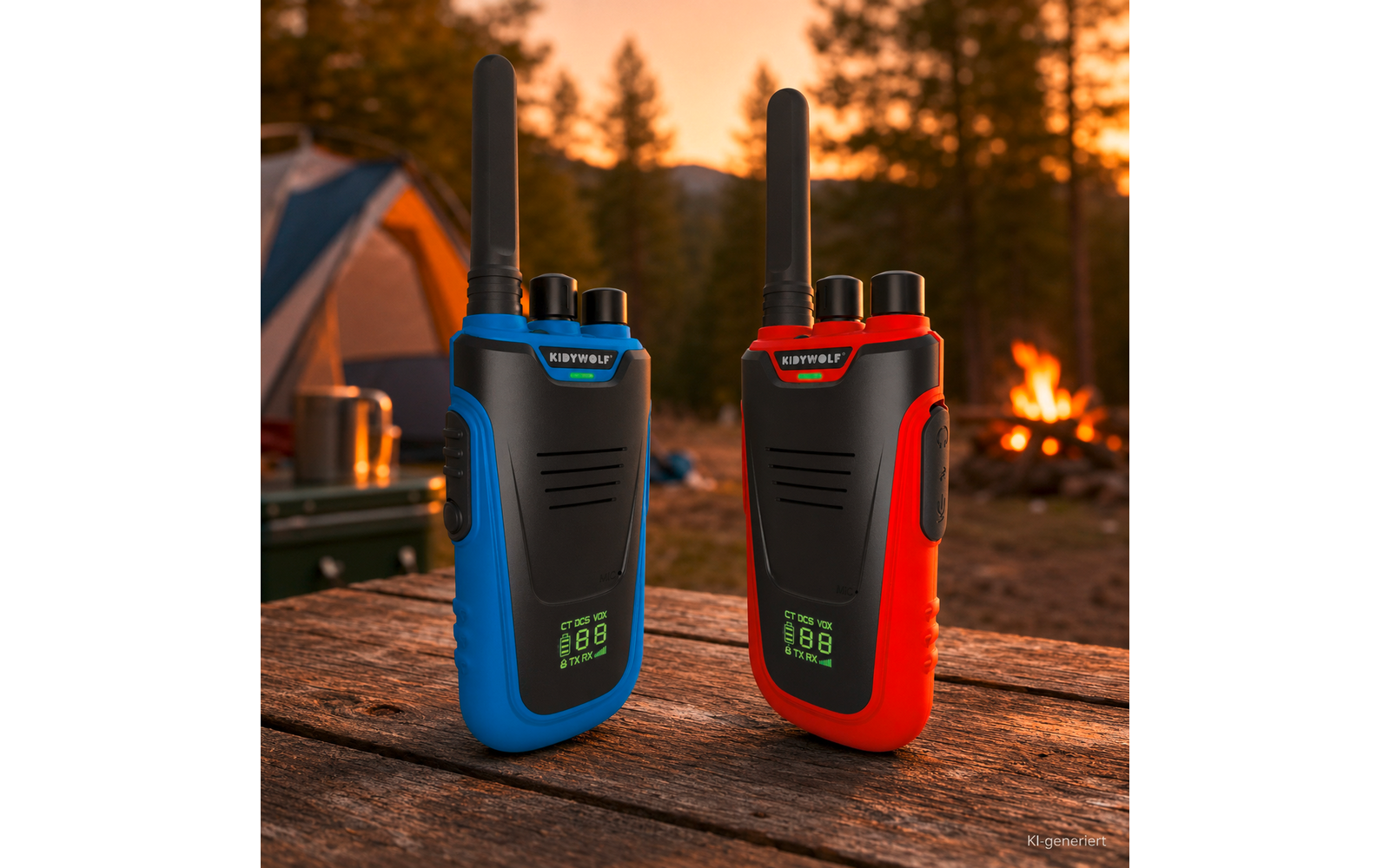 Produktbild Kidywolf Kidytalk Walkie-Talkies mit Taschenlampe 2 St&uuml;ck blau und rot 1
