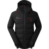 Schwarze gesteppte Jacke mit Kapuze und Reißverschlüssen
