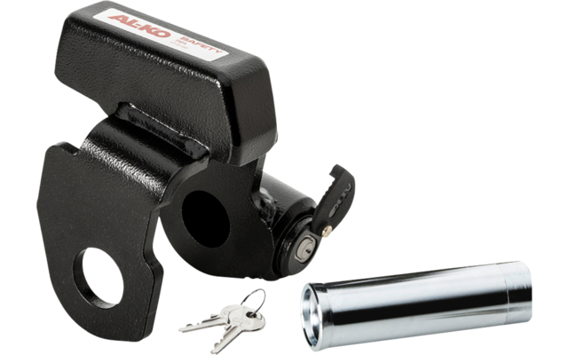 Lucchetto per bicicletta nero con chiavi e pezzo di metallo argentato