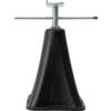 Supporto conico nero con base larga, sormontato da una barra filettata argentata e una maniglia a T