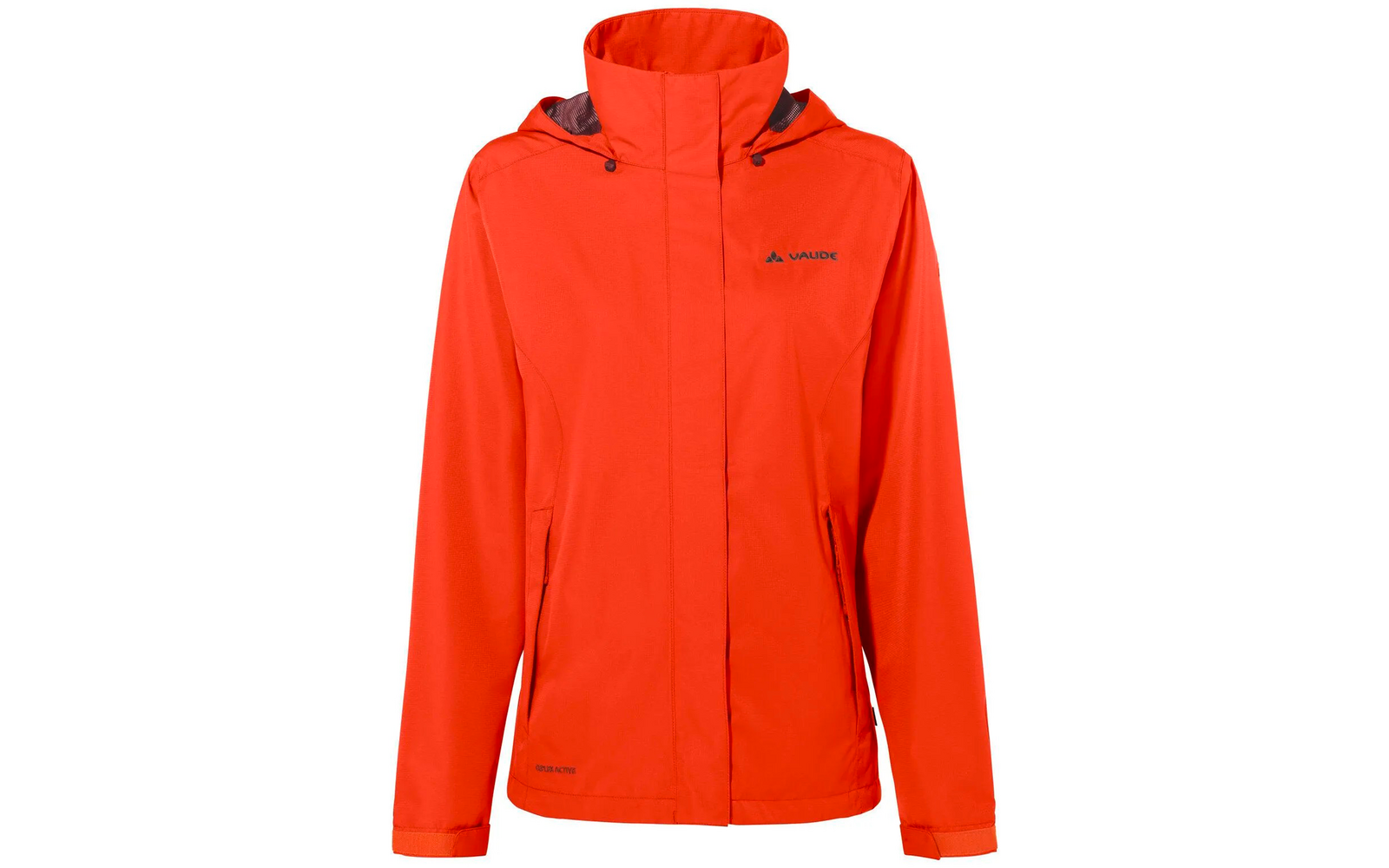 Veste imperméable rouge avec capuche et fermeture éclair