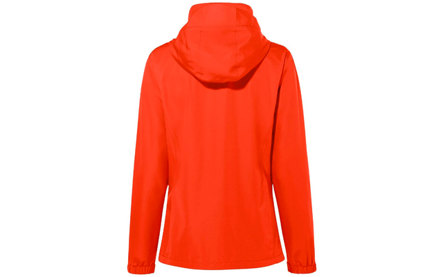 Imperméable rouge avec capuche vu de dos