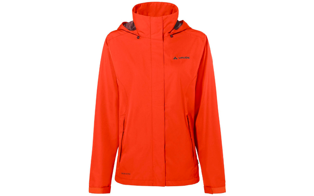 Veste imperméable rouge avec capuche et fermeture éclair
