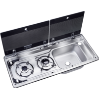Dometic MO 9722R 2-burner hob with glass lid 760 x 325 mm sink right
