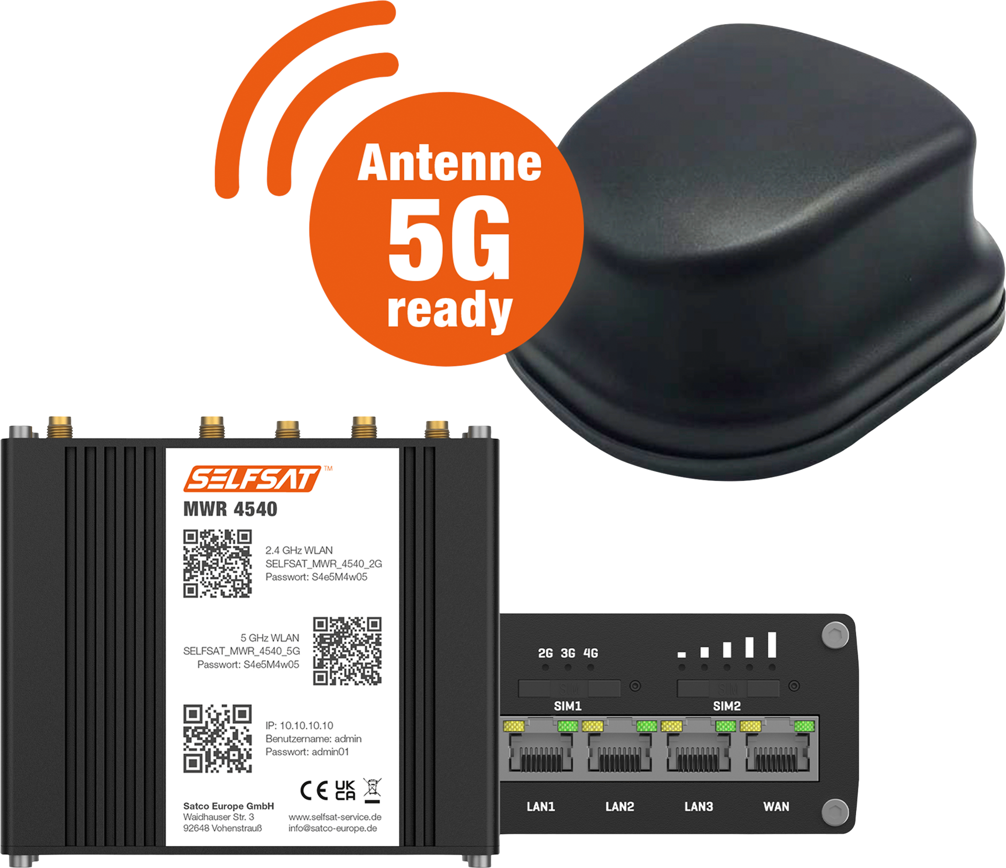 SELFSAT MWR 5550 5G Cat 20 WLAN-router tot 3,3 Gbps