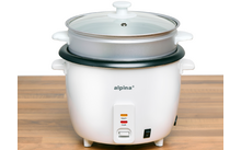 071533 - Cuociriso Alpina da 1,8 litri, 700 W, con cestello per la cottura a vapore