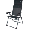 Chaise pliante noire avec appuie-tête rembourré et accoudoirs