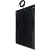 Panneau solaire noir avec cadre argenté et câble avec connecteur fixé en haut à gauche