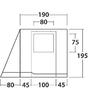 Dessin en lignes noires d'une face rectangulaire avec un côté gauche incliné, une base horizontale, une découpe carrée centrale et des cotes 190, 80, 75, 195, 80, 45, 100, 45