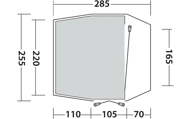 Technische Zeichnung mit Maßen in Millimetern