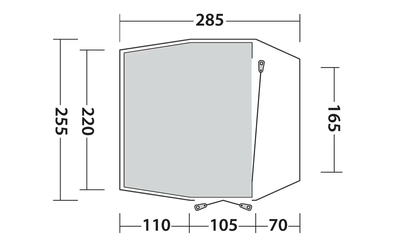 Technische Zeichnung mit Maßen in Millimetern