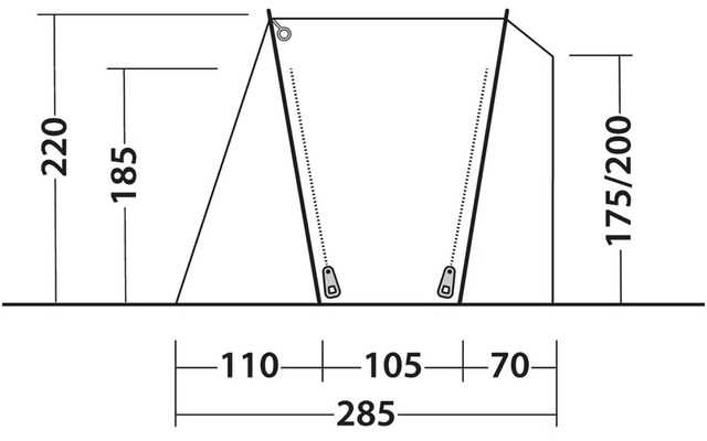 Technische Zeichnung eines dreieckigen Gestells mit Maßen in Millimetern