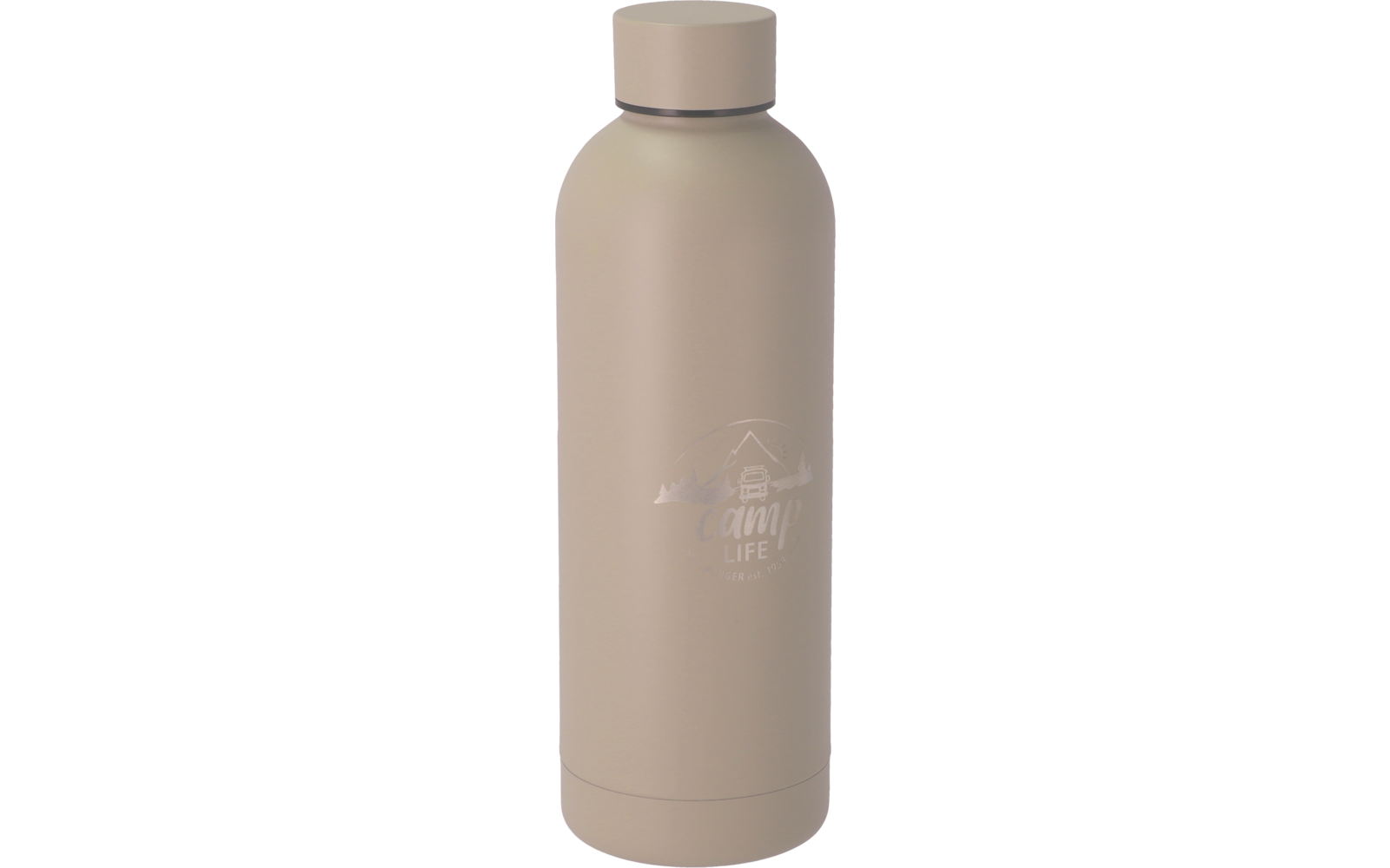 Bouteille d'eau en métal beige avec bouchon à vis