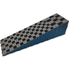 Bloc plastique bleu allongé en forme de coin avec une rangée de modules rectangulaires noirs comportant des ouvertures rectangulaires, isolé sur fond blanc