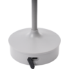 Base rotonda bianca con asta verticale, porta USB-C con copertura in gomma nera e scritta '5V'