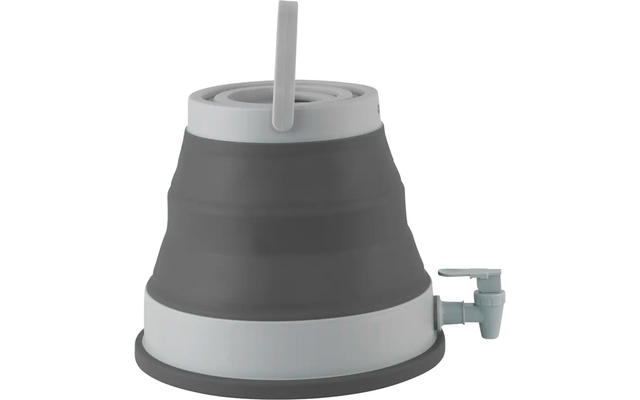 Gobelet pliable gris et blanc avec paille et robinet