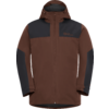 Braune Jacke mit schwarzem Oberteil und schwarzen Ärmeln