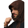 Porträt eines Mannes mit Kapuzenjacke, der nach links schaut