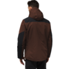 Foto einer Person mit brauner Jacke und dunkelbraunem Kapuzenpully, Blick nach links