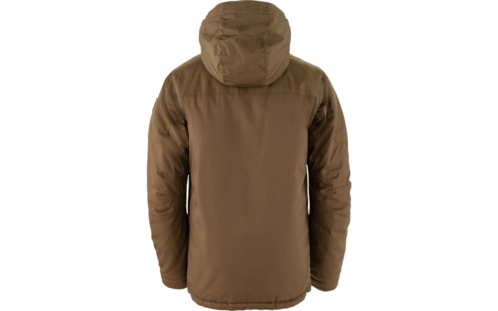 Braune Jacke mit Kapuze von hinten