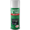 Aérosol argenté avec étiquette verte et blanche LOCTITE SF 7085, photo d'un habitacle de voiture, logo Henkel, 400 ml