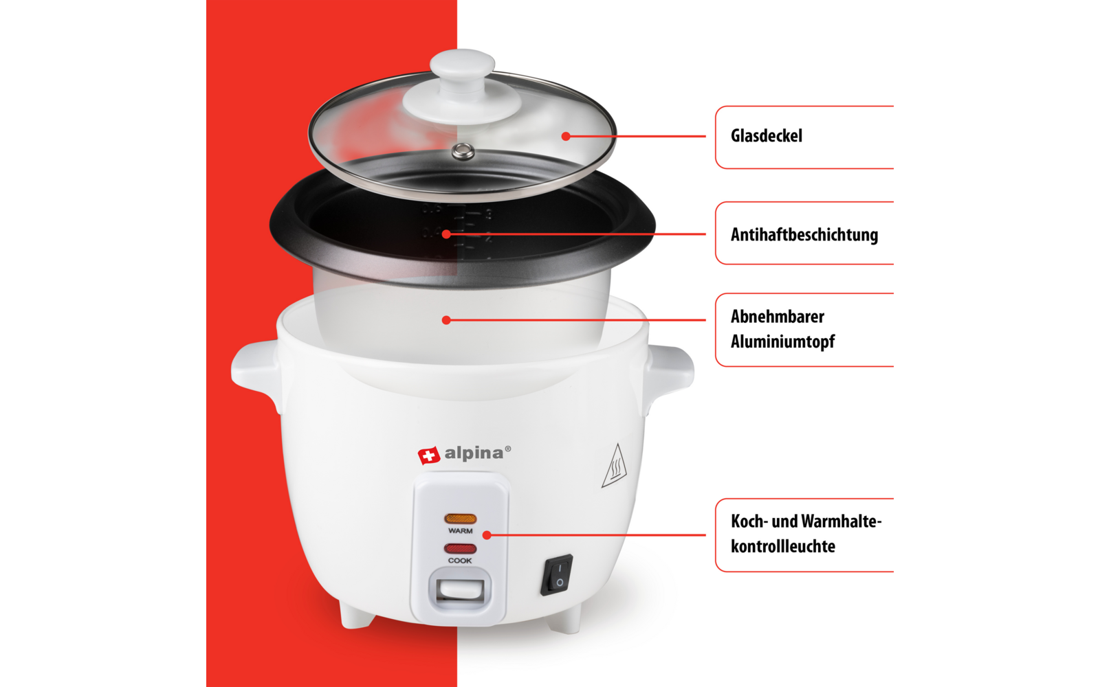 Produktbild Alpina Reiskocher 0,6 Liter 300 W mit Warmhaltefunktion 1