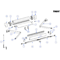 Thule knikarm links voor voortent Omnistor 5102 / VW 2,6 meter - Thule onderdeelnummer 1500602103
