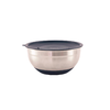 Edelstahlschüssel mit schwarzem Kunststoffdeckel und rutschfestem Boden